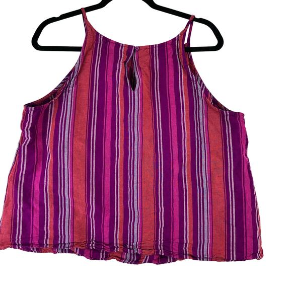A New Day Sleeveless Crop Tank Women's XL Linen Rayon Blend Pink Purple Stripe - Picture 2 of 9